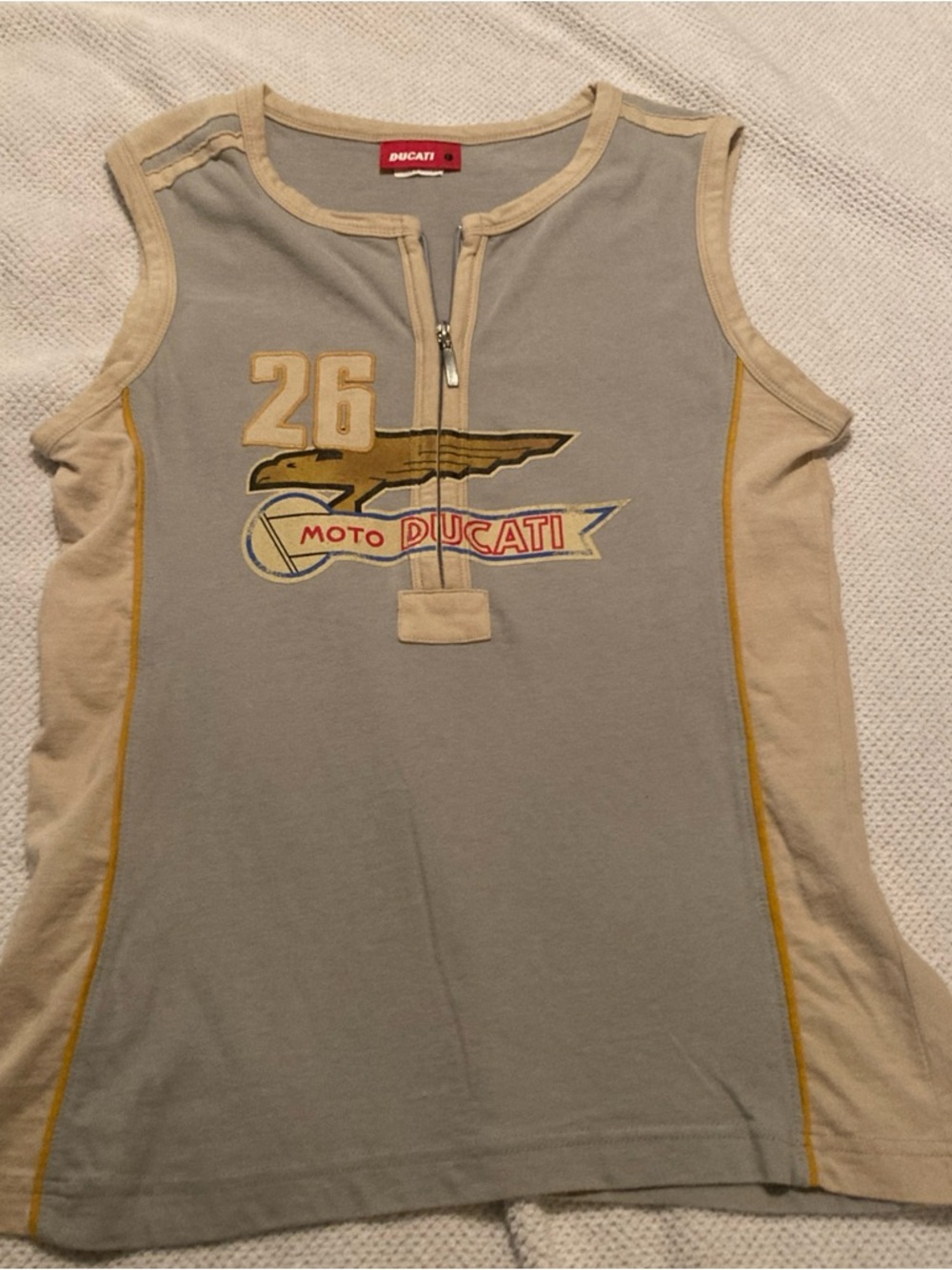 VTG Ducati Zip Front Tank Top with embroidery Y2k Rare made in Greece